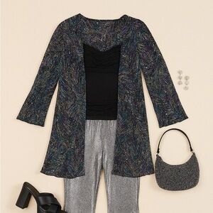Brittany black sheer glitter cardigan small